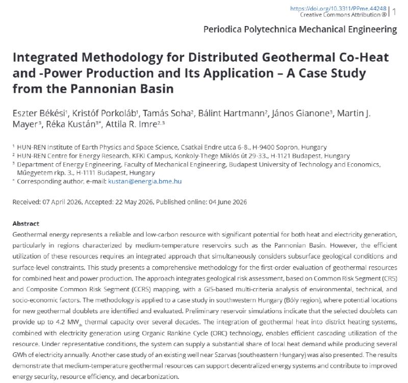 Integrated methodology for distributed geothermal co-heat and –power production and its application – a case study from the Pannonian basin