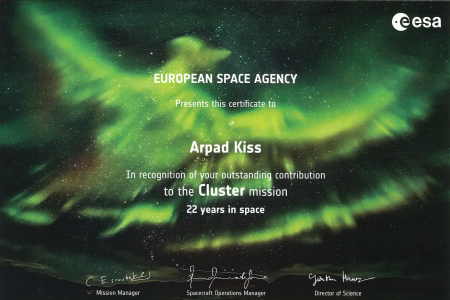 Kis Árpád ESA elismerésben részesült